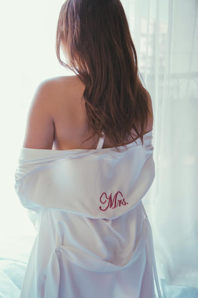 Bridal Robe with Embroidery White