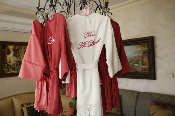 Bridal Robe with Embroidery White