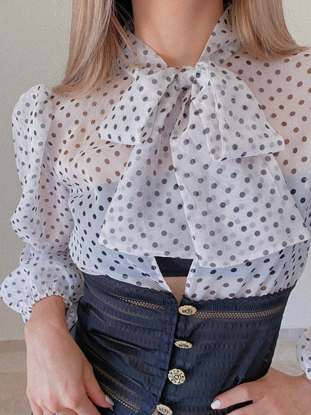 NEW! Rosy Polka Bow Top